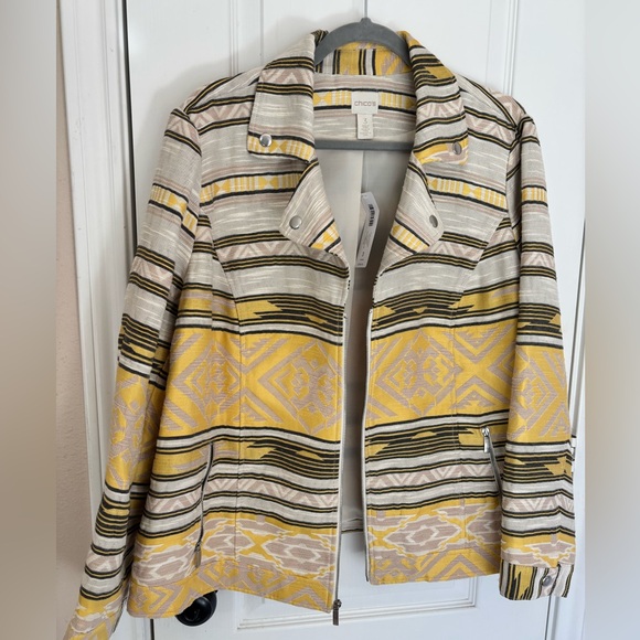 NWT Chico's Geometric Yellow and Gray Blazer - Picture 2 of 6